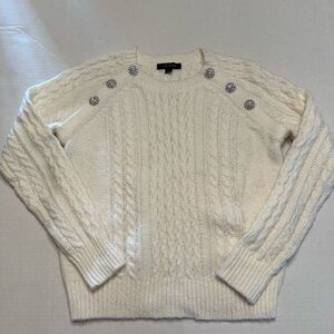 Ann Taylor Jeweled Cable Knit Winter Sweater